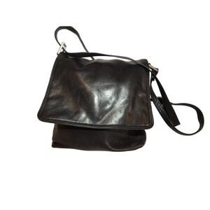 CHAOS Black Leather Flap Over Handbag